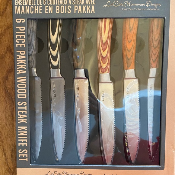 6 Piece Pakka Wood Steak Knife Set - La Cote Homeware Designs - Picture 2 of 3